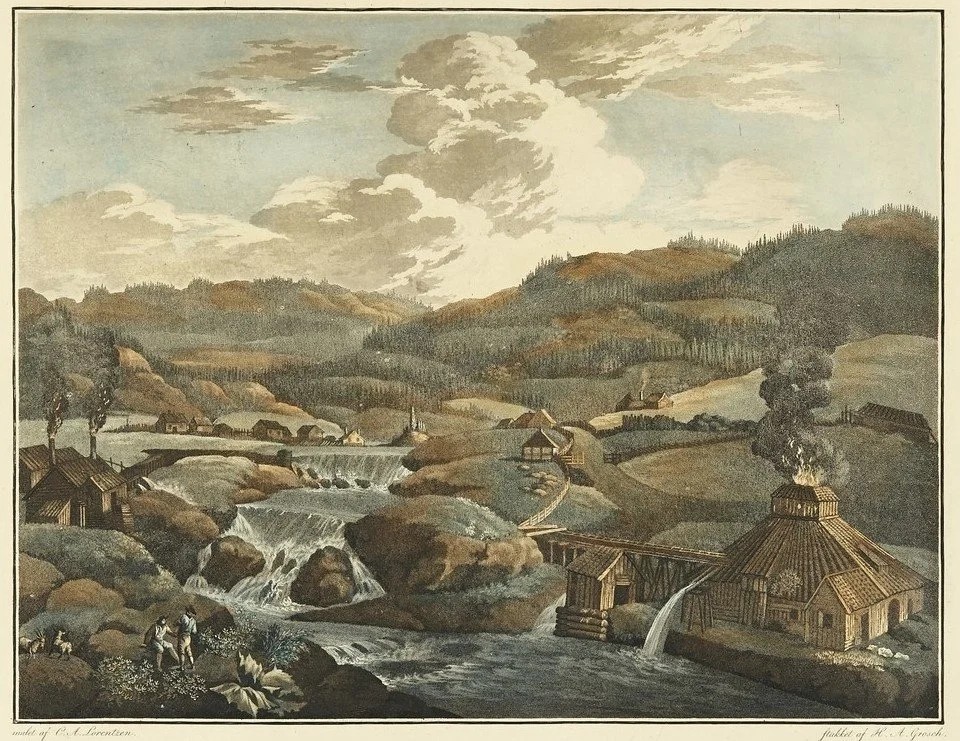 Historic illustration of Bærums Verk by Christian August Lorentzen
